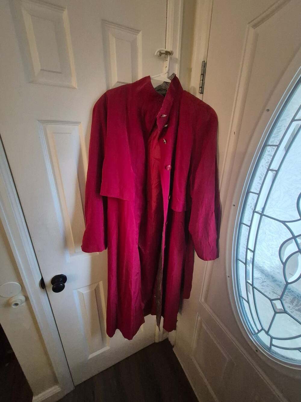 Gallery Red Trench Coat Size 10 Check Lined